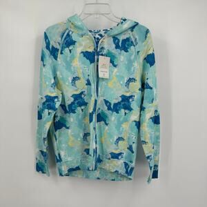 Edinburgh Knitwear Womens Reversible Hoodie Size L Floral Leopard Y2K Streetwear